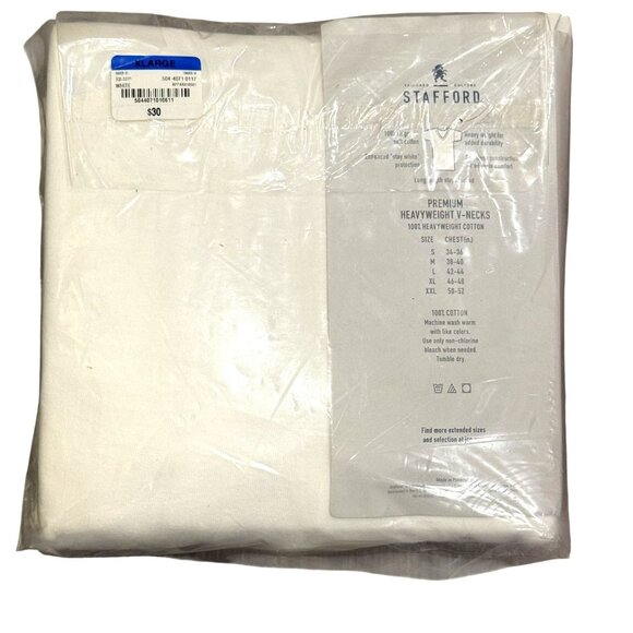 New 4 Pack Stafford Heavyweight 100% Cotton Premium V Necks T Shirts X-Large - Picture 2 of 6